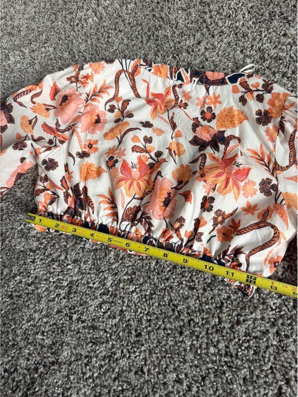 Chelsea & Violet Size 0 Two Piece Set Floral 100% Cotton Crop Blouse and Skirt - Picture 10 of 13